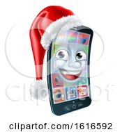 Poster, Art Print Of 3d Smart Cell Phone Character Wearing A Santa Hat
