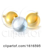 Poster, Art Print Of Gold And Silver Christmas Bauble Balls Ornaments