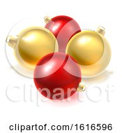 Poster, Art Print Of Gold And Red Christmas Bauble Balls Ornaments