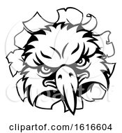 Poster, Art Print Of Eagle Cartoon Sports Mascot Tearing Background