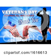 Poster, Art Print Of American Flag Veterans Day Soldier Saluting