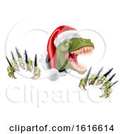Poster, Art Print Of Santa Christmas Hat T Rex Dinosaur