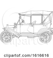 Clipart Of A Convertible Antique Car Royalty Free Vector Illustration