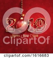 Poster, Art Print Of Happy New Year Background With Hanging Bauble