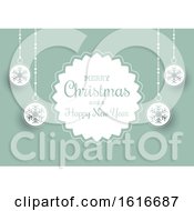Poster, Art Print Of Christmas Background With Label And Hanging Baubles