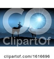 Poster, Art Print Of Winter Background With Deer