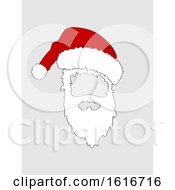 Poster, Art Print Of Christmas Hand Drawn Santa Hat And White Beard Cut Out