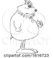 Clipart Of A Cartoon Lineart Tough Junk Yard Guard Dog Royalty Free Vector Illustration