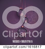 Poster, Art Print Of Hanging Christmas Baubles On A Decorative Mandala Design