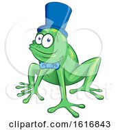 Poster, Art Print Of Cartoon Frog Wearing A Bow And Top Hat
