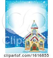 Clipart Of A Christmas Church Border Royalty Free Vector Illustration