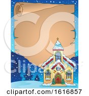 Clipart Of A Christmas Church Border Royalty Free Vector Illustration