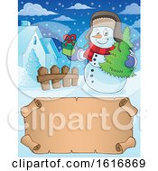 Clipart Of A Border Of A Snowman Royalty Free Vector Illustration