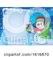 Clipart Of A Border Of A Snowman Royalty Free Vector Illustration