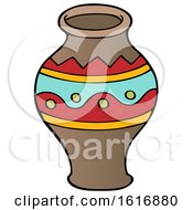 Clipart Of A Tribal African Vase Royalty Free Vector Illustration