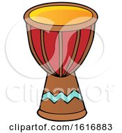 Clipart Of A Tribal African Drum Royalty Free Vector Illustration