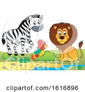 Poster, Art Print Of Zebra Parrot And Lion