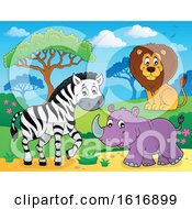 Poster, Art Print Of Zebra Rhino And Lion