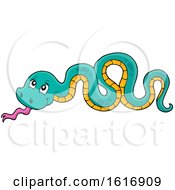 Clipart Of A Green And Yellow Snake Royalty Free Vector Illustration