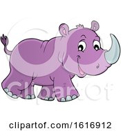 Clipart Of A Walking Purple Rhino Royalty Free Vector Illustration by visekart