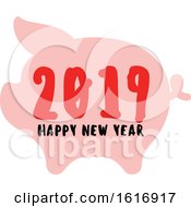 Clipart Of A Happy New Year 2019 Pig Royalty Free Vector Illustration by elena
