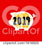 Poster, Art Print Of New Year 2019 Pig On Red