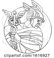 Poster, Art Print Of Hermes Messenger Of The Gods Mosaic Black And White