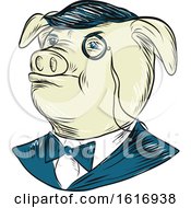 Poster, Art Print Of Mister Pig Monocle Drawing