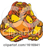 Poster, Art Print Of Laughing Buddha Dog Mosaic Color