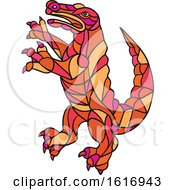 Poster, Art Print Of Crocodile Prancing Mosaic Color