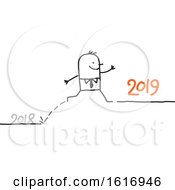 Poster, Art Print Of Stick Business Man Leaping From 2018 To 2019