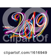 Clipart Of A 2019 Happy New Year Design Royalty Free Vector Illustration