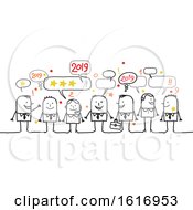 Clipart Of A Group Of Business People Celebrating New Year Royalty Free Vector Illustration