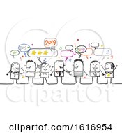 Clipart Of A Group Of People Celebrating New Year Royalty Free Vector Illustration