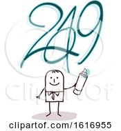 Clipart Of A Stick Business Man Spray Painting 2019 Royalty Free Vector Illustration