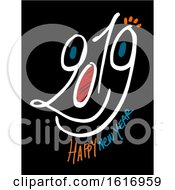Clipart Of A Happy New Year 2019 Face Royalty Free Vector Illustration