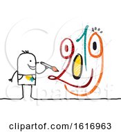 Clipart Of A Man Painting A New Year 2019 Face Royalty Free Vector Illustration