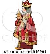 Clipart Of A Wise Man Holding A Gift Royalty Free Vector Illustration