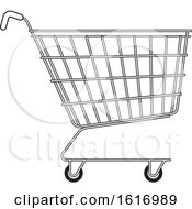 Clipart Of A Black And White Shopping Cart Royalty Free Vector Illustration