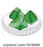 Clipart Of Nasi Lemak Wrapped In Banana Leaf Royalty Free Vector Illustration