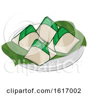 Clipart Of Nasi Lemak Wrapped In Banana Leaf And Paper Royalty Free Vector Illustration