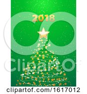 Poster, Art Print Of Chirstmas Abstract Tree And 2018 Background