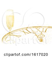 Poster, Art Print Of New Year Background With A Champagne Glass And Clock