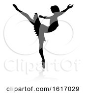 Silhouette Ballet Dancer On A White Background