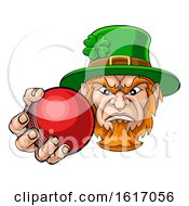 Leprechaun Holding Cricket Ball Sports Mascot