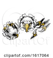 Poster, Art Print Of Eagle Soccer Cartoon Mascot Ripping Background