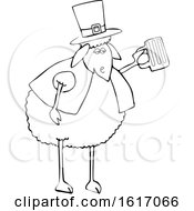 Poster, Art Print Of Cartoon Lineart Sheep Holding A Beer Mug