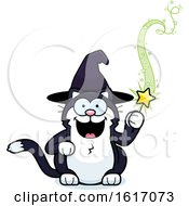 Poster, Art Print Of Cartoon Witch Cat Holding A Magic Wand