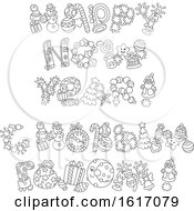 Clipart Of A Happy New Year Greeting In English And Russian Royalty Free Vector Illustration
