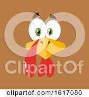 Poster, Art Print Of Turkey Bird Face On A Brown Background